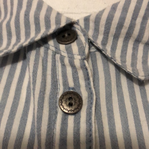 EUC Free People Button Front Blouse-Striped with Sheer Back-3/4 Roll up Sleeves - Picture 5 of 15